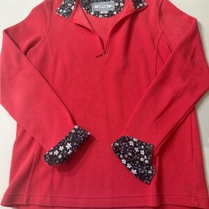 Orvis Red Pullover with Floral Detail